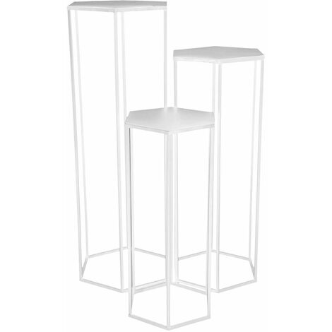 The Home Deco Factory – Lot de 3 porte plantes géométriques en métal – Dimensions : L. 35/31/27 x l. 30/27/23 x H. 90/74/60 cm – Poids total 1,49 kg