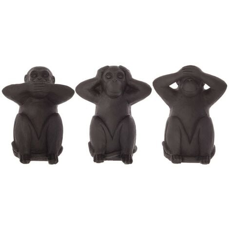 Ensemble de 3 singes sagesse en résine 23 cm - Noir