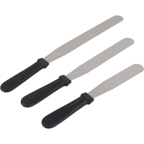 Ensemble de 3 spatules à beurre en acier inoxydable avec manche en plastique, pour lisser le glaçage et étaler la crème. Outils de pâtisserie et de cuisson.