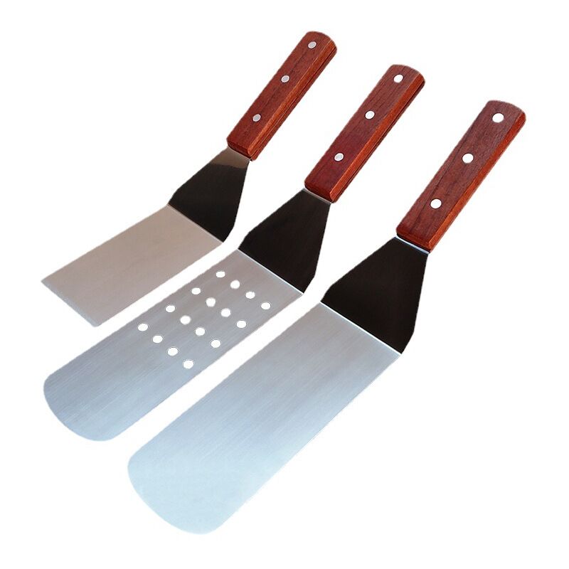 Ensemble de 3 spatules en métal, ensemble d'outils de grattoir de spatule de plaque en acier inoxydable, kit d'accessoires de plaque à crêpes pour