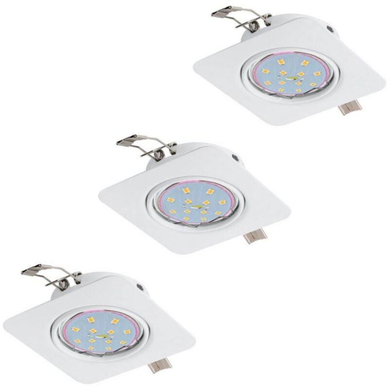Eglo - Lot de 3 spots encastrables led plafonnier spot encastrable spot orientable, métal blanc, 5W 400lm 3000K blanc chaud, l 8,5 cm