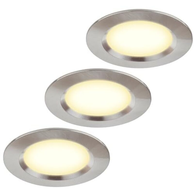 Ensemble de 3 spots encastrés LED ultra-plats 12 V 3 W, découpe 55 mm avec câble de 1,7 m, indice de protection IP44, pour armoires à miroir,