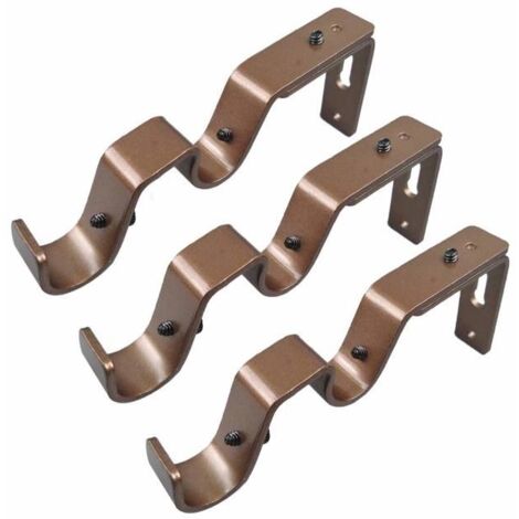 Ensemble de 3 supports de tringle à rideaux réglables pour tringle à rideaux de 19 mm et 16 mm, argent