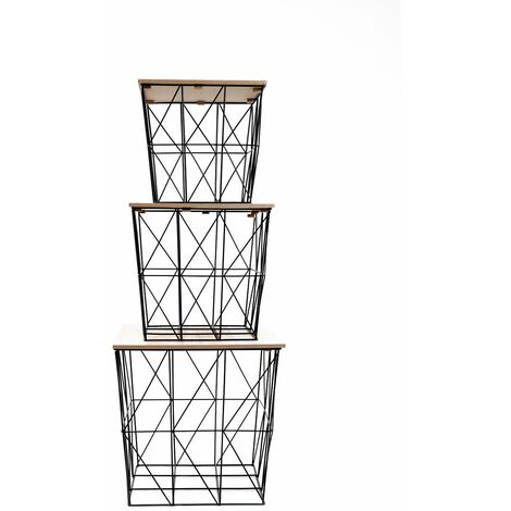 Ensemble de 3 tables d'appoint gigognes carrés effet filaire