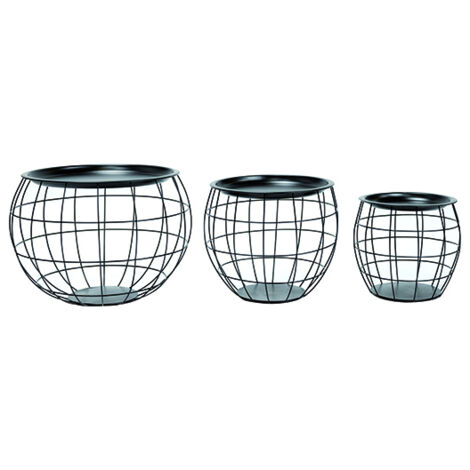 Ensemble de 3 tables d'appoint gigognes en métal effet boule