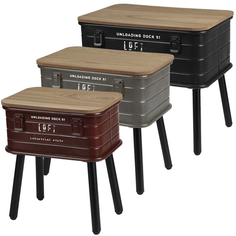Ensemble de 3 tables d'appoint métalliques multicolore au style industriel collection area