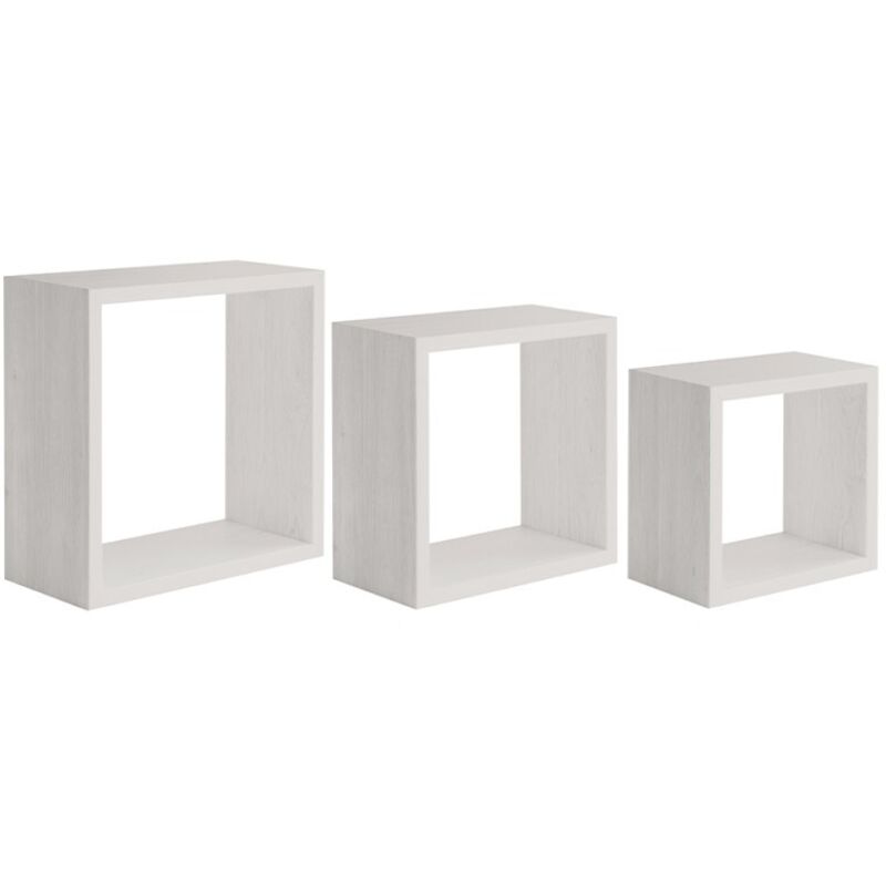 Ahd Amazing Home Design - Lot de 3 étagères murales modernes cube Incubo Slim - Shabby Blanc