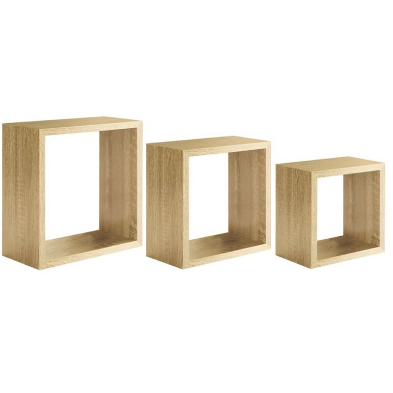 Ahd Amazing Home Design - tagères cubiques murales lot de 3 cubes modulaires mod. incubo slim chêne sagerau
