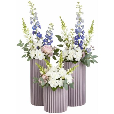 Ensemble de 3 vases RIBS modernes gris et lilas