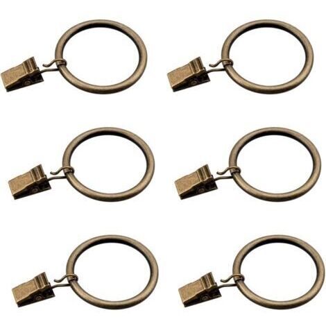 Ensemble de 30 anneaux de rideaux en bronze avec pinces/crochets de rideaux décoratifs en métal lourd avec œillets, adaptés aux rideaux et aux salles de bains, compatibles avec les tringles de 1 1/4 p