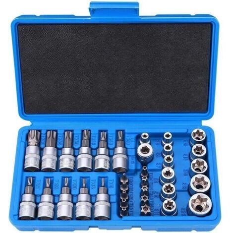 Ensemble de 34 Douilles Torx Robuste, Douille Torx Femelle, Coffret Douille Torx, Embout Torx, Outils Mecanique Automobile
