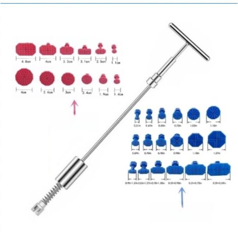 Ensemble de 36 outils de débosselage pour voitures, comprenant des lève-bosses et des outils de réparation de bosses.