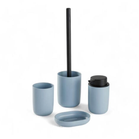 Ensemble de 4 accessoires de SDB - TODAY - UTILITY - Gobelet, distributeur savon, brosse WC - Blue