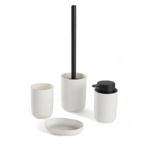 Ensemble de 4 accessoires de SDB - TODAY - UTILITY - Gobelet, distributeur savon, brosse WC - White