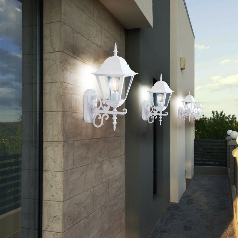 Etc-shop - Ensemble de 4 appliques murales ALU, lampes, éclairage extérieur, lanternes dans un ensemble comprenant des ampoules LED