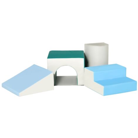 Ensemble de 4 blocs en mousse souple pour enfants 1–3 ans. Facile à nettoyer. Couleur gris clair, bleu et vert. Dimensions : 150×50×39 cm.