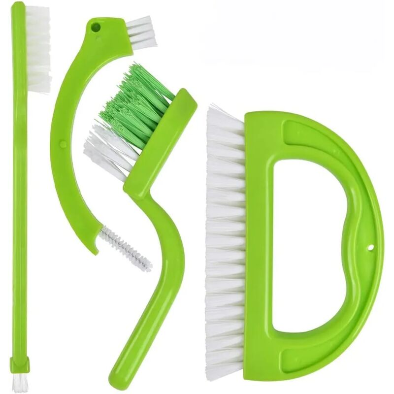 Ensemble de 4 brosses de nettoyage, outils de nettoyage de crevasses, brosse à coulis avec manche antidérapant, brosses de nettoyage de vaisselle à