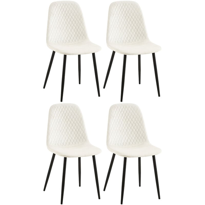 CLP - Ensemble de 4 chaises blanches Giverny, velours