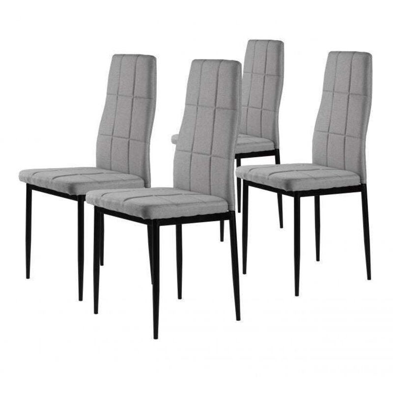 Northix - Ensemble de 4 chaises capitonnees rembourrees pour salle a manger et salon 4 pieces gris