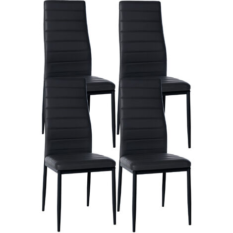 Ensemble de 4 chaises de restauration noires Mayfair, fausse peau