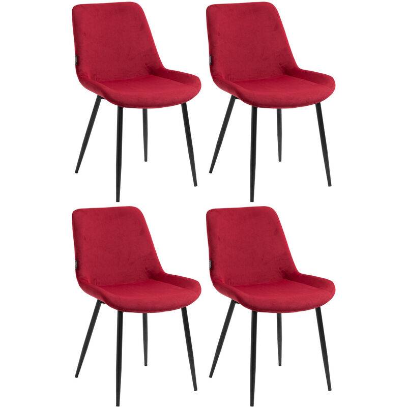 CLP - Ensemble de 4 chaises de restauration Victoria en velours rouge
