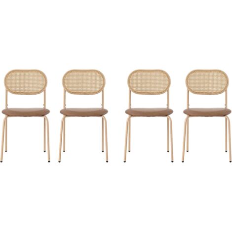Ensemble de 4 chaises de salle à manger, chaises de détente modernes et épurées avec quatre pieds en métal, chaises de salon et de chambre, marron