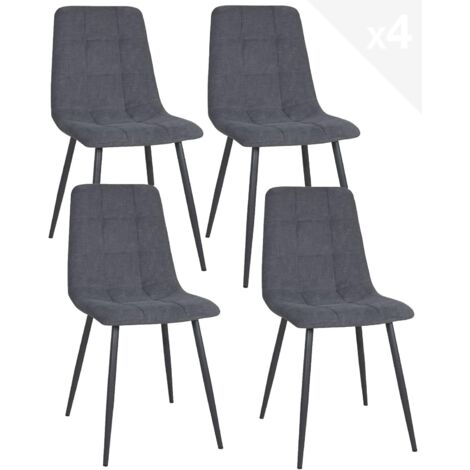 Ensemble de 4 chaises de salle à manger en tissu matelassé DILA (beige)