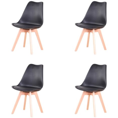 Ensemble de 4 chaises de salle à manger médiévales nordiques, siège rembourré en PU, pieds en bois de hêtre, chaises de bureau pour salle à manger, chambre à coucher, balcon, Restaurant, Noir