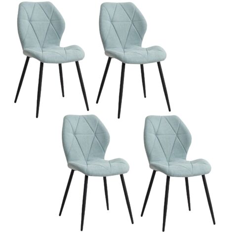 Ensemble de 4 chaises de salle à manger rembourrées en tissu de lin, chaises de cuisine, pieds en métal pour balcon, Restaurant, salle à manger, Menthe
