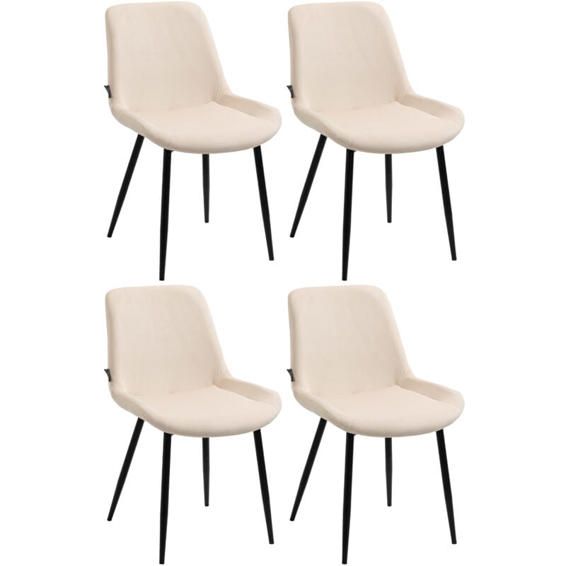 CLP - Ensemble de 4 chaises de salle à manger Victoria dans la crème en velours