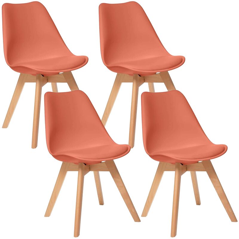 wellhome - ensemble de 4 chaises en terre cuite avec haya l. 48 x p. 55 x h. 81 cm