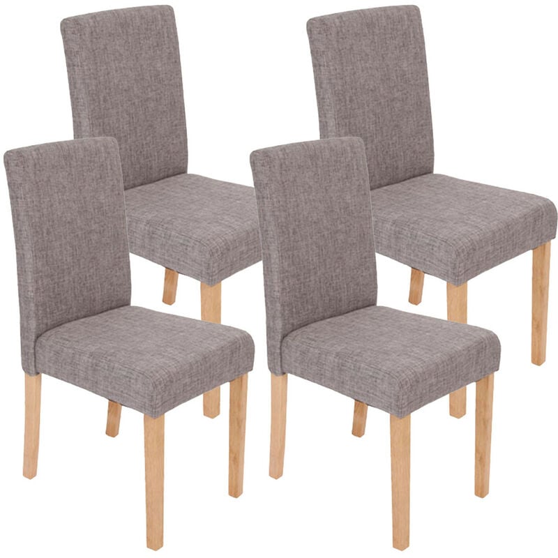 Mendler - Lot de 4 chaises de séjour Littau, tissu gris, pieds clairs