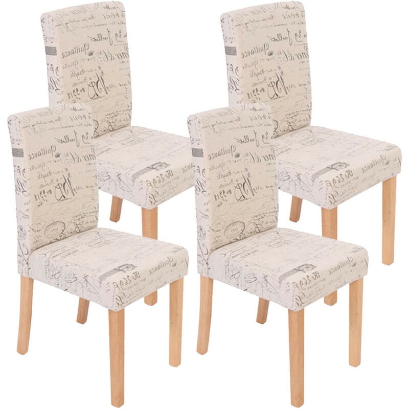 Mendler - Lot de 4 chaises de séjour Littau, tissu words fabric, pieds clairs