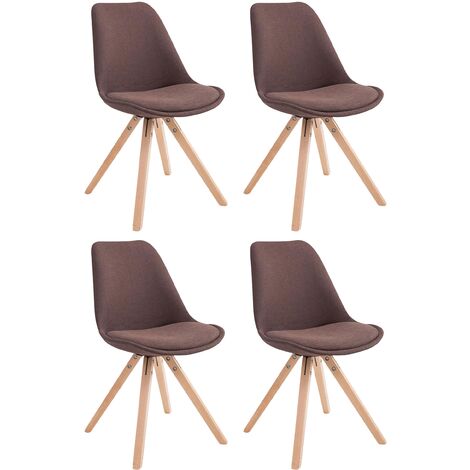 Ensemble de 4 chaises pour les visiteurs de Toulouse Fabric carré marrone, nature