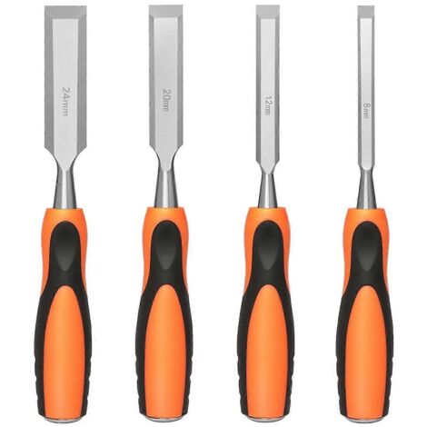 Ensemble de 4 ciseaux à bois, outils de travail du bois, ciseaux à bois
