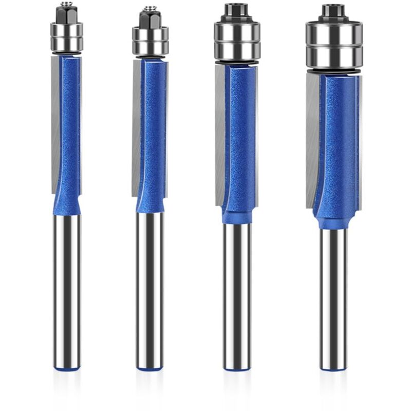 Ensemble de 4 coupe-bordures affleurants à double roulement supérieur, tige de 1/4 pouce, 1/4 pouce, 5/16 pouce, 3/8 pouce, 1/2 pouce de diamètre