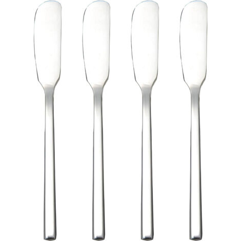 Ensemble de 4 couteaux à beurre classiques en acier inoxydable.