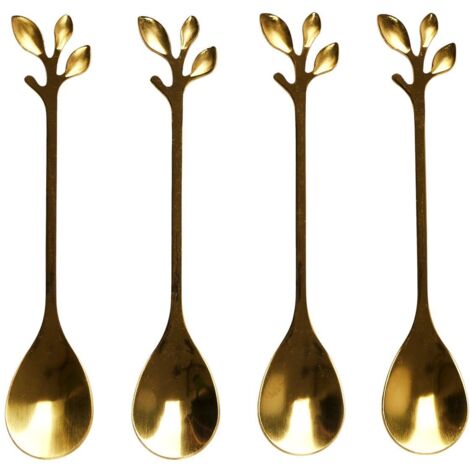 Ensemble de 4 cuillères à café design feuille