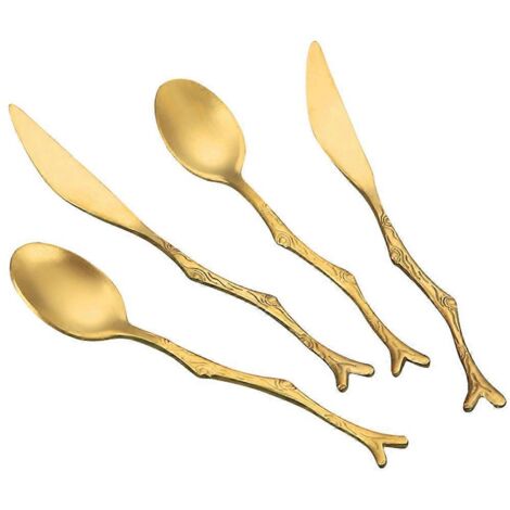 Ensemble de 4 cuillères à dessert en acier inoxydable - Cuillères à thé pour table et cuisine
