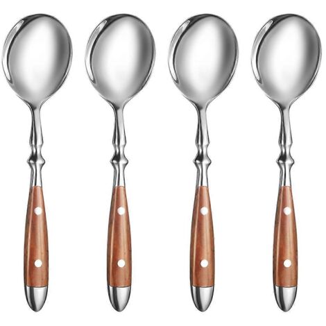Ensemble de 4 cuillères à soupe, avec manche confortable en bakélite.