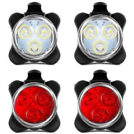 Ensemble de 4 éclairages de vélo rechargeables par USB, comprenant des feux avant et arrière à LED.