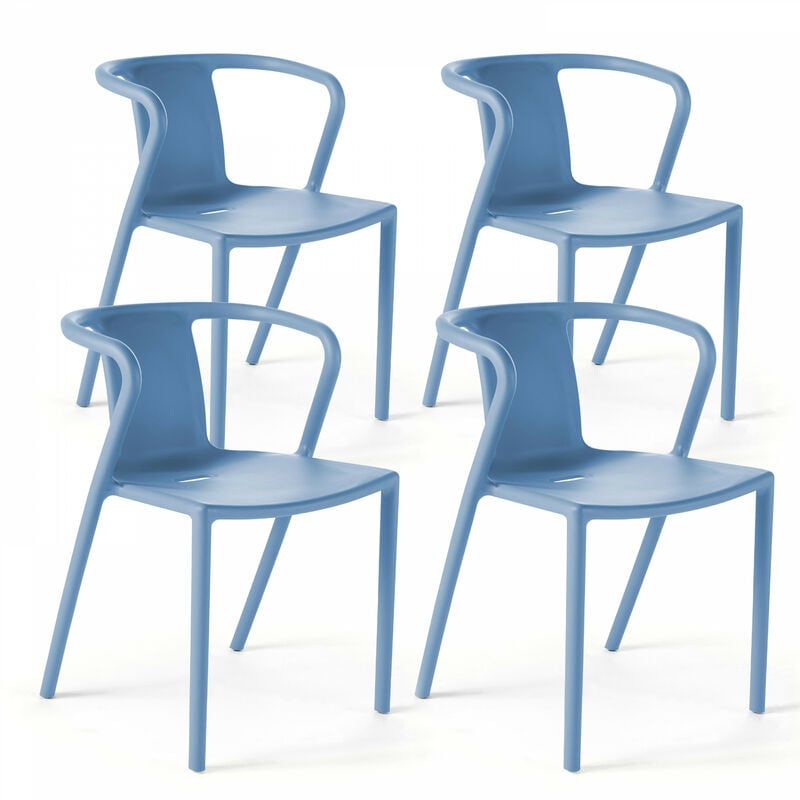 Lot de 4 chaises plastique bleu