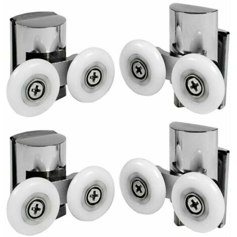 Ensemble de 4 galets de porte coulissante de douche double diamètre 23 mm en alliage de zinc pour salle de bain