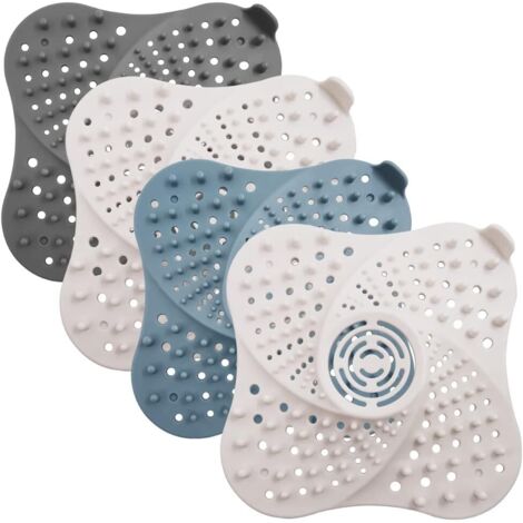 Ensemble de 4 grilles d'évacuation de douche avec autocollants en caoutchouc pour évier de cuisine
