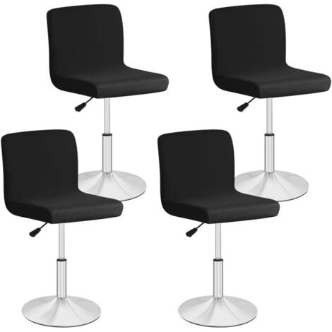 Ensemble de 4 Housses de Chaise Haute Bar de Salle à Manger, Housse Tabouret de Bar Amovible et Lavable, Couverture Extensible pour Chaise Haute pivotante (Noir)