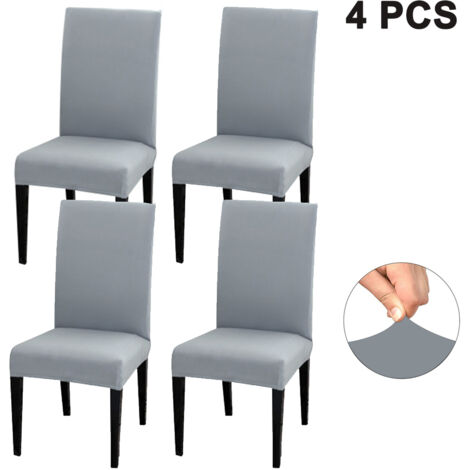 Ensemble de 4 housses de chaises de salle à manger. Ajustement élastique, amovibles et lavables. Housses de chaises courtes convenant aux restaurants, hôtels, cérémonies, banquets, mariages et autres