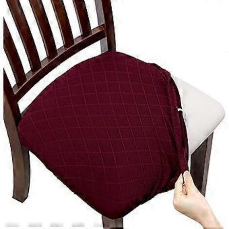 Ensemble de 4 housses de siège de chaise extensibles en jacquard, amovibles et lavables, anti-poussière, pour sièges de salle à manger (4, rouge)