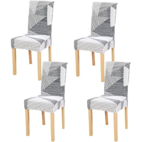 Ensemble de 4 housses élastiques pour chaises de salle à manger - Taille universelle, lavables et amovibles