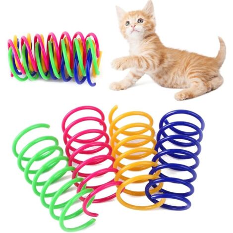 Ensemble de 4 jouets pour chat avec plumes, jouet à ressort coloré pour chat, jouet pour chat