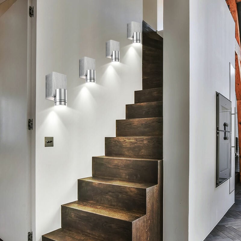 Lot de 4 spots led muraux salon salle à manger éclairage spot alu brossé